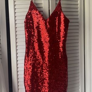 Red mini dress